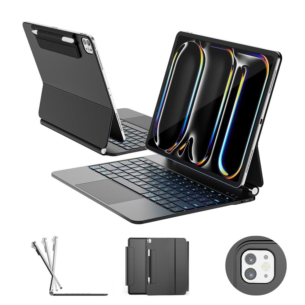RAYMCRAFT iPad Pro 13 Keyboard Case Backlit Trackpad